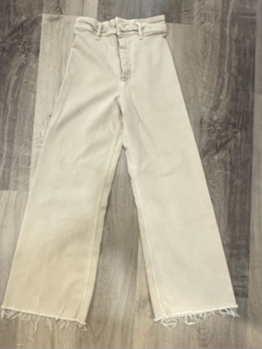 Zara High Rise Wide Leg Jeans in Cream